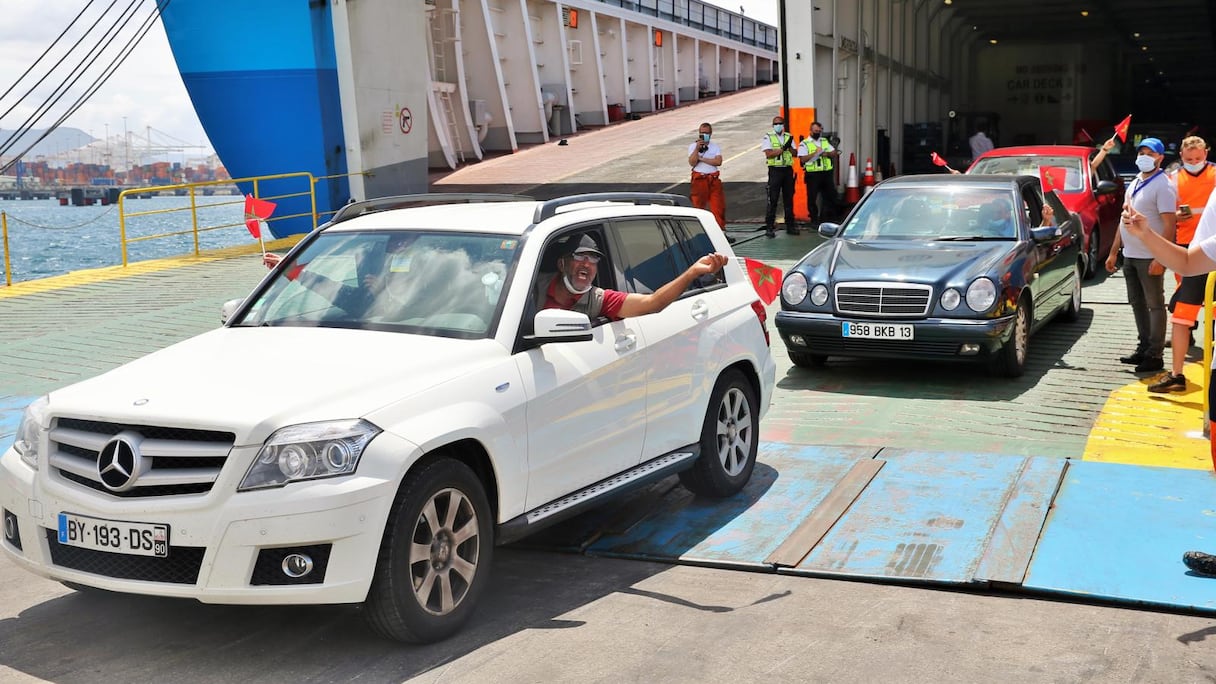 Des MRE, à leur arrivée au port Tanger Med, dans le cadre de l'opération Marhaba 2021.