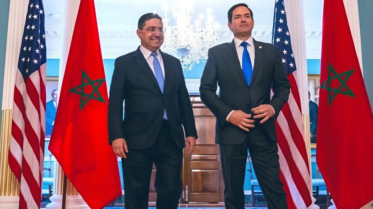 Le ministre des Affaires étrangères Nasser Bourita et le secrétaire d'Etat américain Marco Rubio.