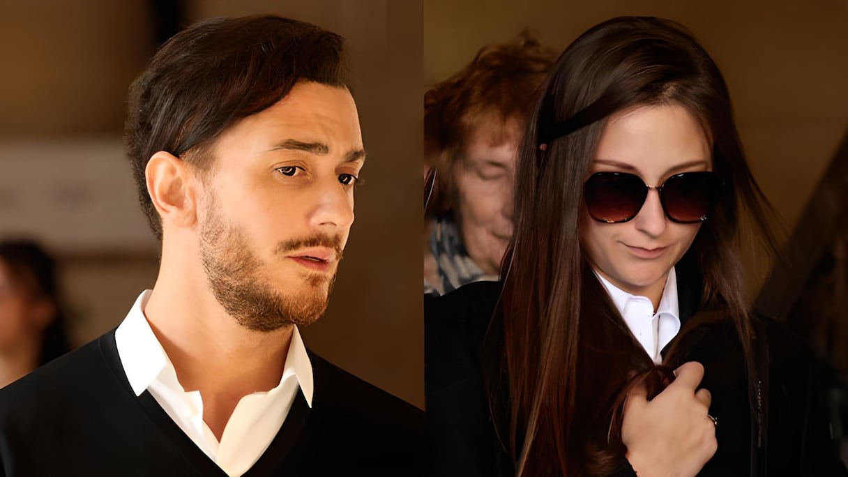 Saâd Lamjarred, à gauche, Laura Prioul, à droite, lors du procès qui les oppose au tribunal correctionnel de Paris, le 21 février 2023.