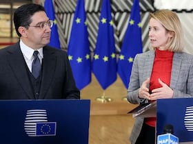 Le ministre des Affaires étrangères Nasser Bourita et la Haute représentante de l’Union européenne pour les affaires étrangères et la politique de sécurité.